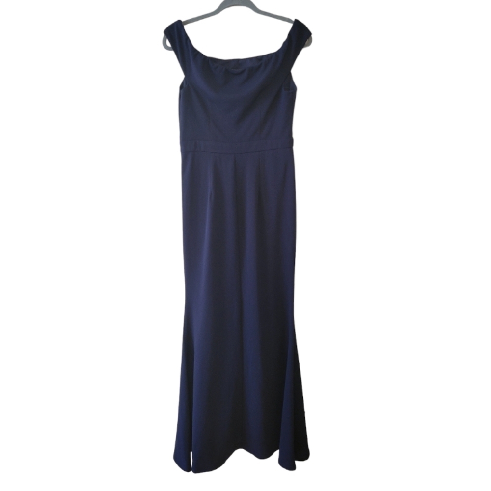 Lulu's Navy Off-Shoulder Ruffle Gown - Picture 5 of 6